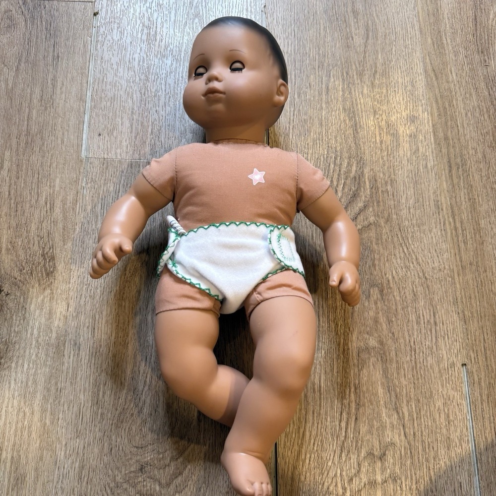 AMERICAN GIRL Bitty Baby Doll Black Hair Dark Brown Eyes w Diaper